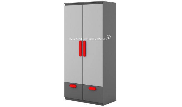 Armoire 2 portes design pour enfant mix Rouge