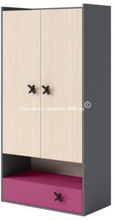 Armoire dressing 2 portes enfant shift Fushia