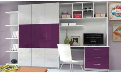 Armoire-dressing combinée avec bureau et rangement