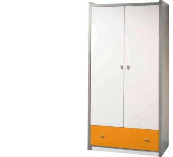 Armoire enfant laqué blanc et orange 2 portes 1 tiroir Armoire enfant laqué blanc
