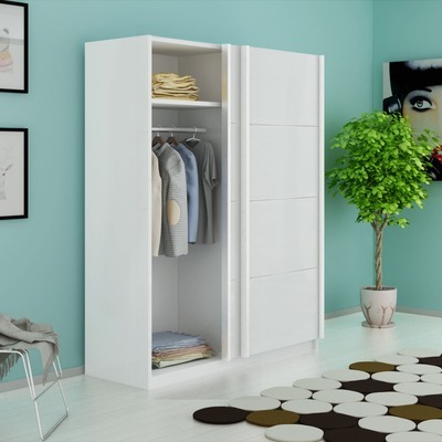 VidaXL Armoire avec 2 portes coulissantes Blanc ma