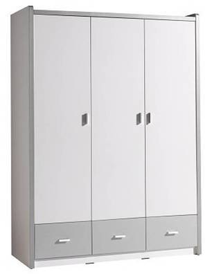 Armoire dressing KYLE 3 portes blanche et 3 tiroir