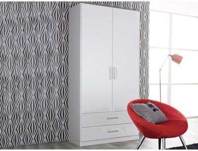 Armoire ALBANO 2 portes 2 tiroirs blanc Armoire ALBANO 2 portes 2