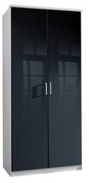 Armoire penderie COOPER noire avec 2 portes battan