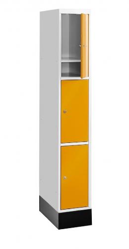 VESTIAIRE Ecole 3 cases porte bois MDF section:400