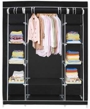 Penderie Armoire 3 portes 172 x 134 x 43 cm Noir Matériau Penderie Armoire 3 portes