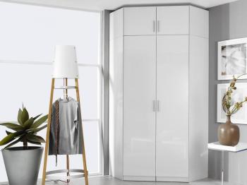 Armoire de coin CELLON blanc 2 portes blanc brillant Armoire de coin CELLON blanc
