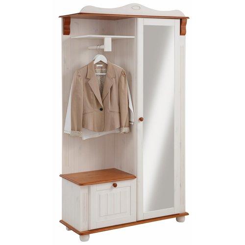 Armoire porte-manteau 1 porte miroir_Pin Naturel