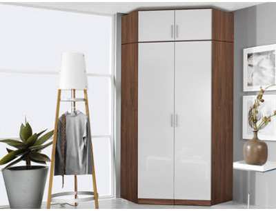Armoire de coin CELLON stirling 2 portes blanc brillant Armoire de coin CELLON stirling