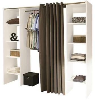 Dressing extensible à rideau taupe 2 colonnes Dressing extensible à rideau