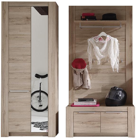 Armoire à 2 portes + porte manteau mural coloris c