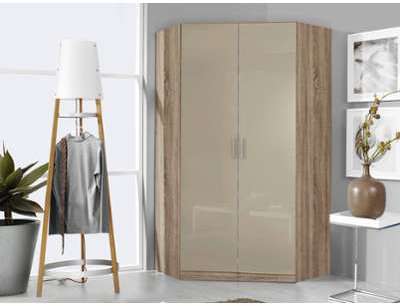 Armoire de coin CELLON sonoma 2 portes grège brillant Armoire de coin CELLON sonoma