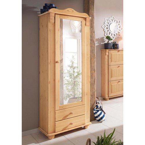 Armoire penderie 1 porte miroir + 2 tiroirs_Bois N