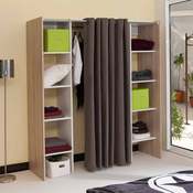 Dressing extensible avec rideau chêne/blanc ARTEMI