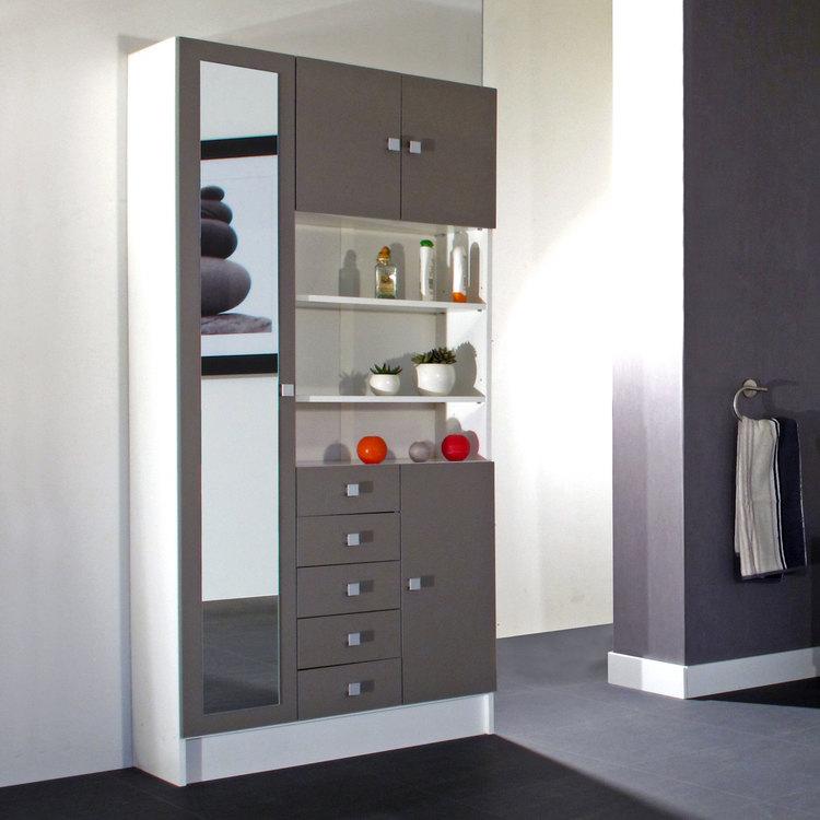 Armoire avec miroir 4 portes/5 tiroirs/3 niches en