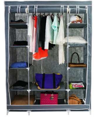 Armoire Penderie 3 portes 172 x 134 x 43 cm Gris Matériau Armoire Penderie 3 portes