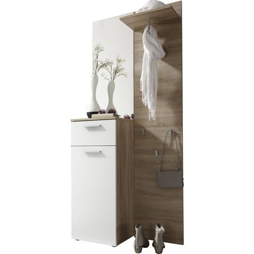 Meuble dentrée coloris chêne sonoma et blanc