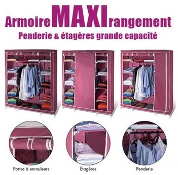 Armoire de rangement bordeaux dressing penderie XX