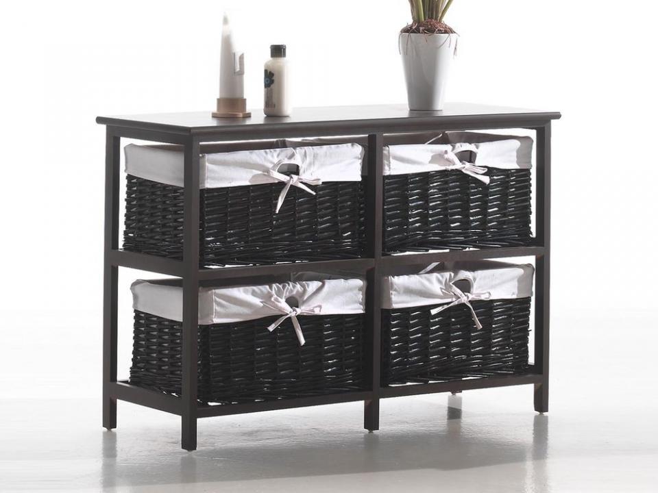 Commode en rotin KODI 4 tiroirs marron colorado
