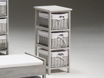 Commode en rotin KODI 3 tiroirs gris havane