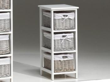Commode en rotin KODI 3 tiroirs blanc de lait