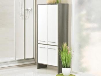 Armoire OLIVERA 4 portes graphite/blanc laqué