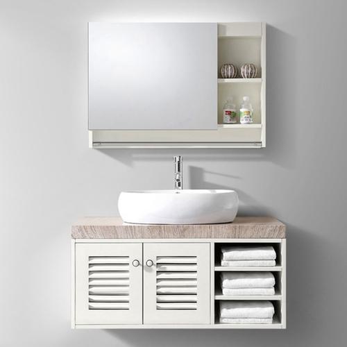 Meuble salle de bain en bois massif armoire miroir