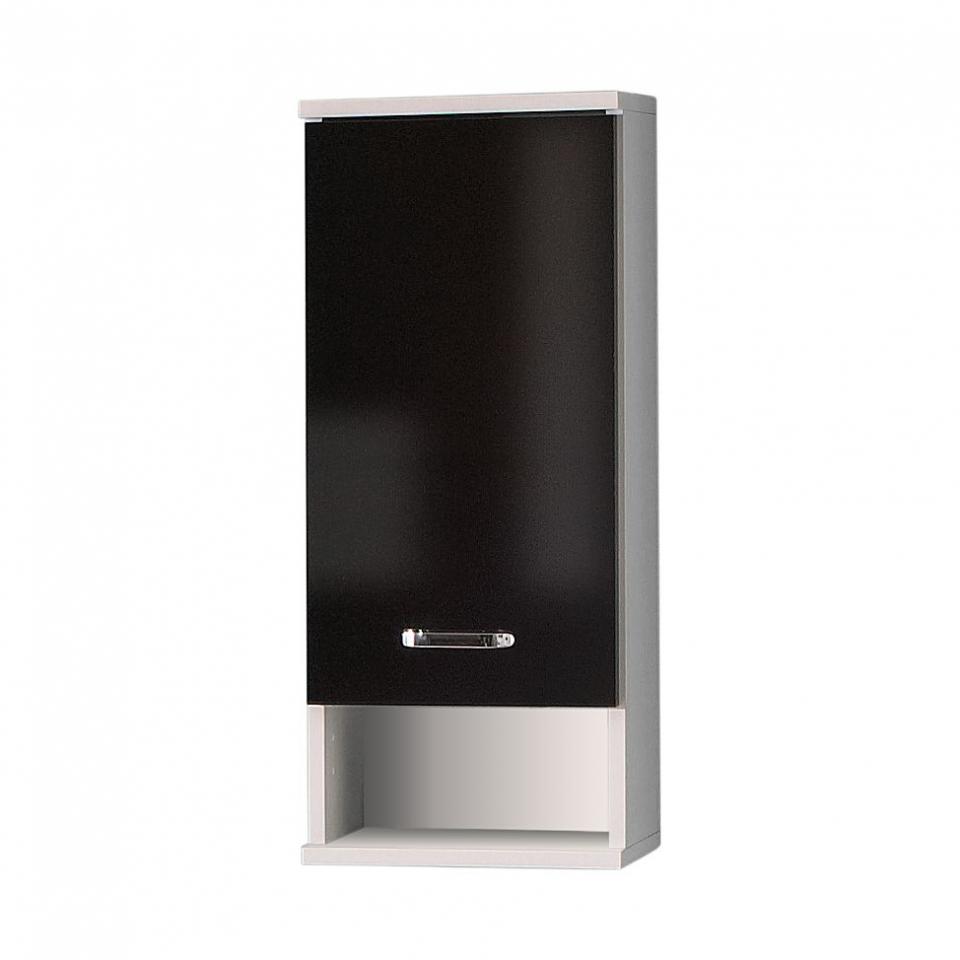 Armoire suspendue Lugano - Noir brillant / Blanc n