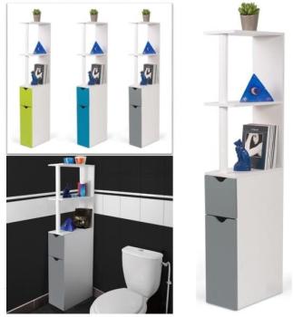 Meuble WC étagère bois gain de place pour toilette