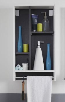 Meuble haut salle de bain à suspendre blanc et gri
