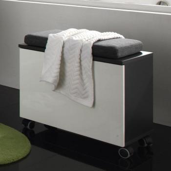 Caisson de salle de bain gris et blanc à roulettes