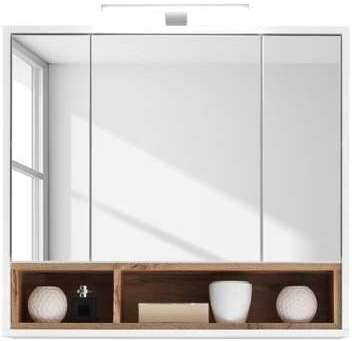 Armoire avec miroir Guardo (avec éclairage) - Blan