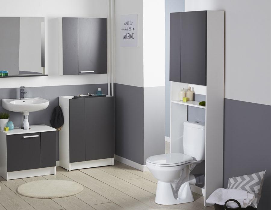 Meuble dessus de toilette gris et blanc AQUA