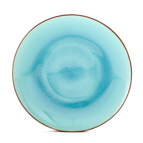 Lagoon Assiette plate en grès bleu lagon finition