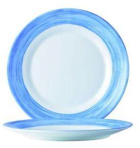 Assiette plate ronde blanche/bleue 24cm - Brush bl