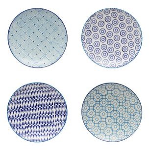 Assiette plate en grès D.26cm motifs assortis blan