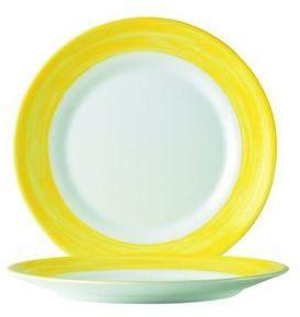 Assiette plate ronde blanche/jaune 16cm - Brush ja