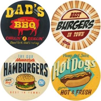 Lot 4 Assiettes En Mélamine Pub Vintage USA Fast F