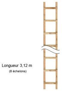 Echelle bois de couvreur de 3.12 m, 8 échelons pas