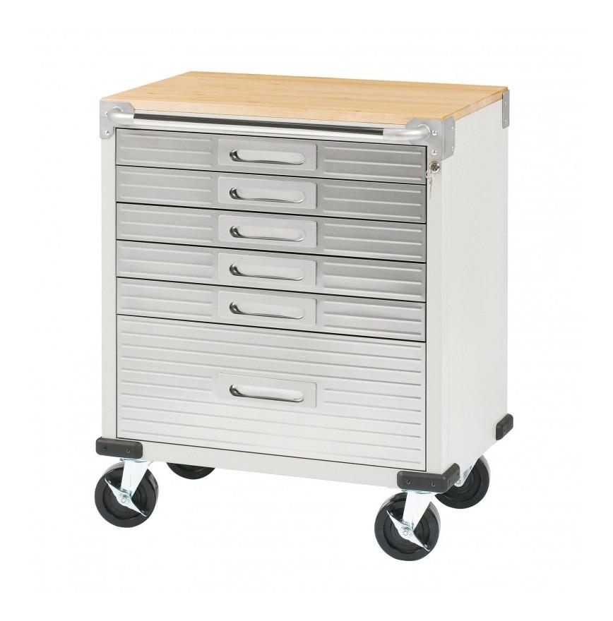 Servante atelier 6 tiroirs plateau bois - AUTOBEST