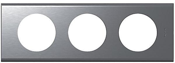 Plaque Matière Inox brossé 3 postes Céliane - Legr