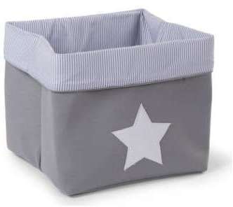 Panier de Rangement Enfant Gris Rayures Étoile