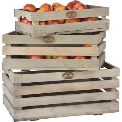 Caisses à fruits en pin (Lot de 3) Caisses à fruits en pin (Lot