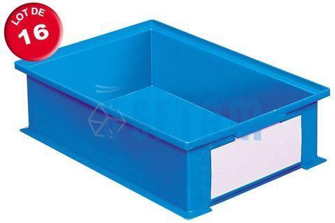 Carton de 16 caisses rangement 16 litres bleues Carton de 16 caisses rangement