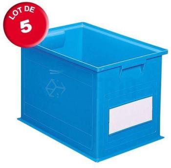 Carton de 5 caisses rangement 40 litres bleu Carton de 5 caisses rangement