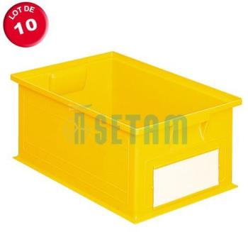 Carton de 10 caisses rangement 16 litres jaunes Carton de 10 caisses rangement
