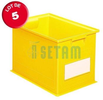 Carton de 5 caisses rangement 40 litres jaunes Carton de 5 caisses rangement
