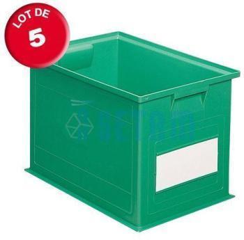 Carton de 5 caisses rangement 40 litres vertes Carton de 5 caisses rangement