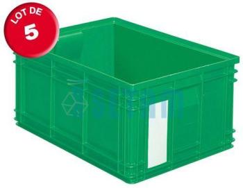 Carton de 5 caisses rangement 85 litres vert