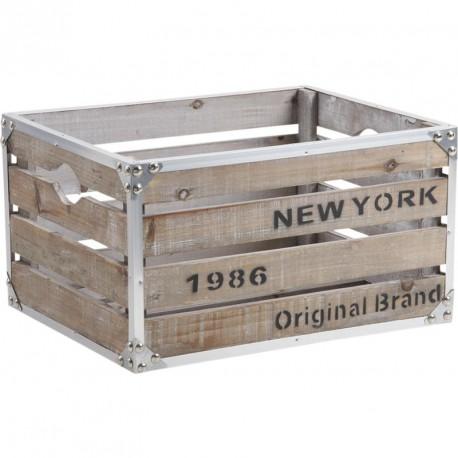 Caisse en bois vieilli et métal New-York